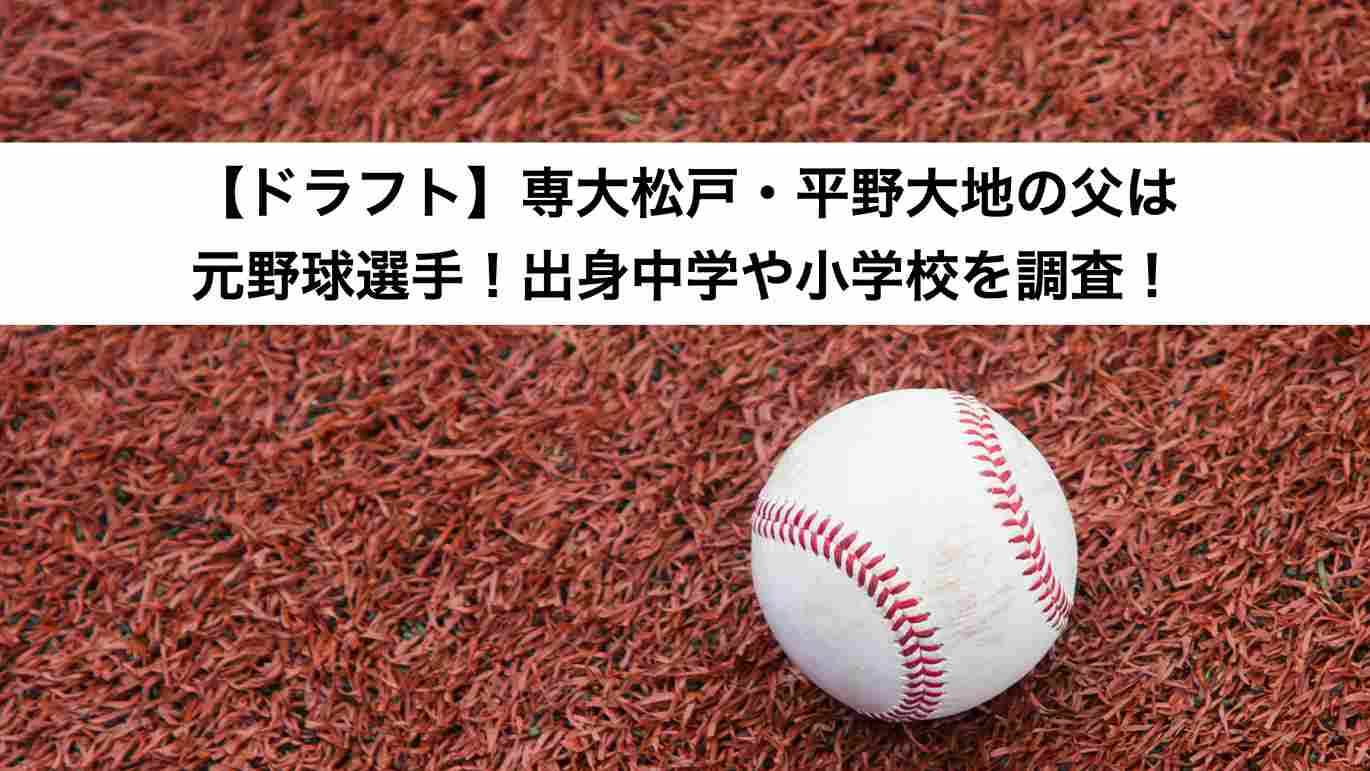 【ドラフト】専大松戸・平野大地の父は元野球選手！出身中学や小学校を調査！